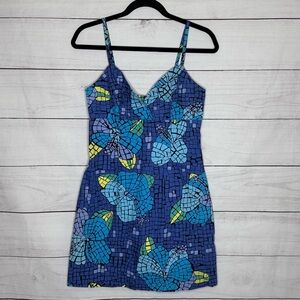 Floral Mosaic Blue Dress Size 6